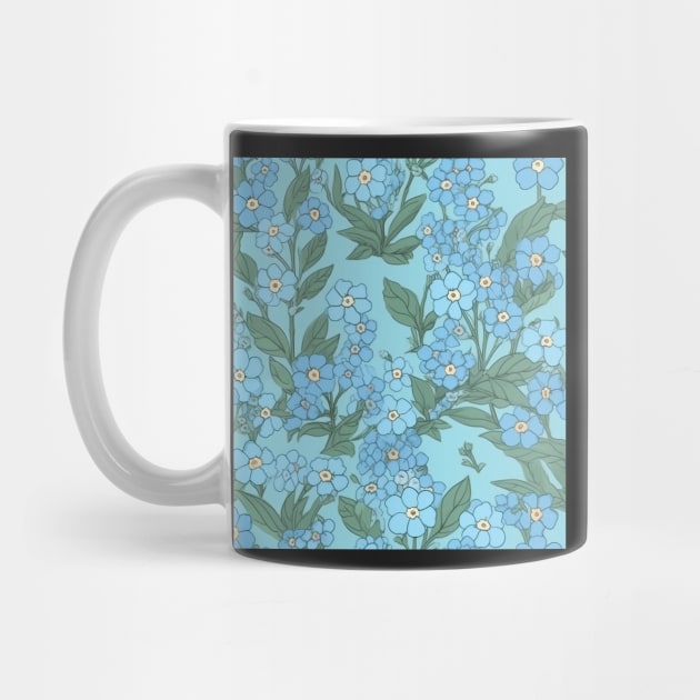 Forget-me-not flower pattern on Blue Background by kansaikate